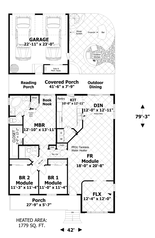 First Floor Plan image of The Evergreen Cottage House Plan